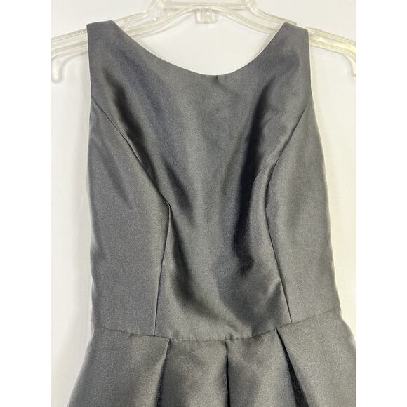 Alfred Sung Black Sleeveless Satin Twill Jewel Neck Dress Gown Womens 4 - Picture 3 of 11